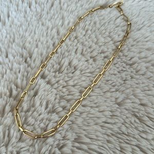 14k yellow gold paperclip necklace made in Italy. 18 inch